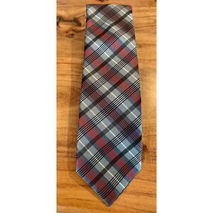 Platinum Designs Handmade Machine Washable Red Black Gray Woven Plaid Check Tie